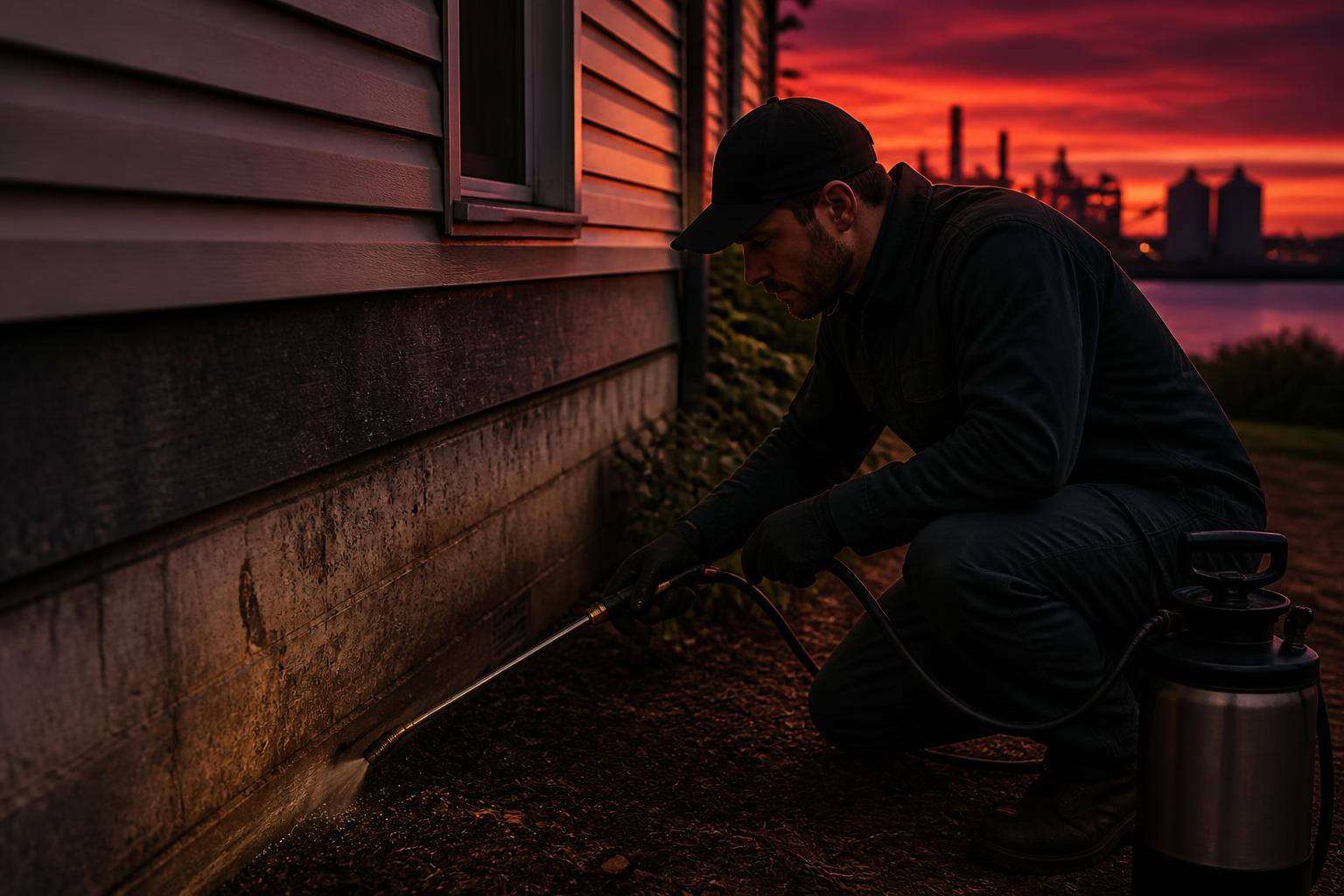 Pest control technician treating a home in Port Pirie